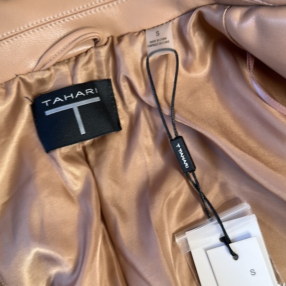 T TAHARI | Faux Leather Cropped Jacket, Toffee NWT - Picture 7 of 12